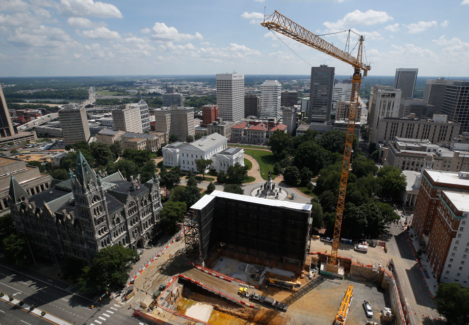 Downtown crane Monday